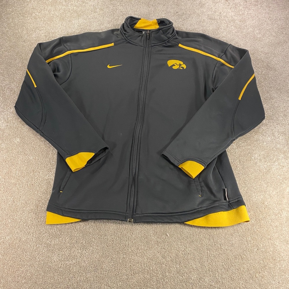 Nike Iowa Hawkeyes Track Jacket Mens Large Grey Yellow Full Zip Fit Dry F9RGP